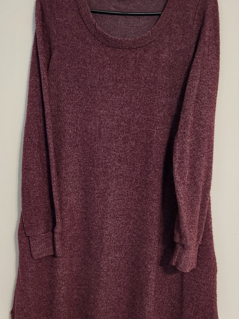 Peach Love California Burgundy Hacci Knit Sweater Dress Long Sleeves Medium